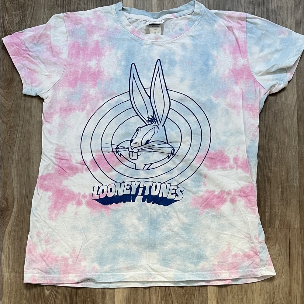 Warner Bros. Woman’s  Tie-Dye T-Shirt - Pink and Blue 100% Cotton